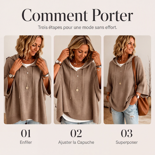 Pull en maille à capuche avec cordon de serrage pour femme