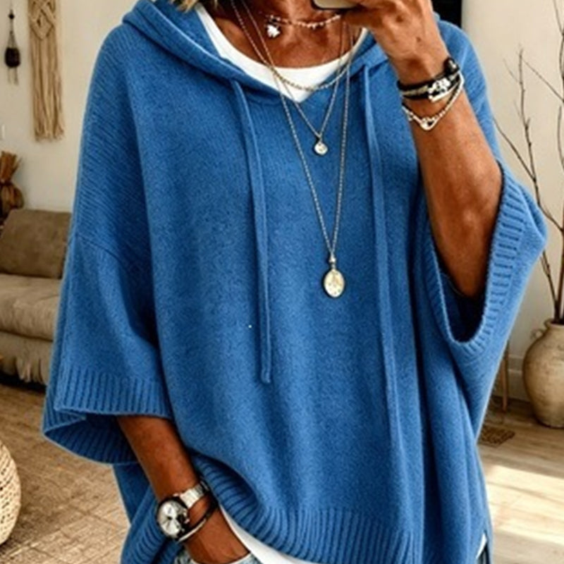 Pull en maille à capuche avec cordon de serrage pour femme