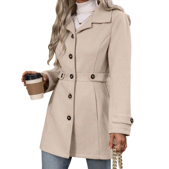Manteau ajusté élégant à boutonnage simple pour femme