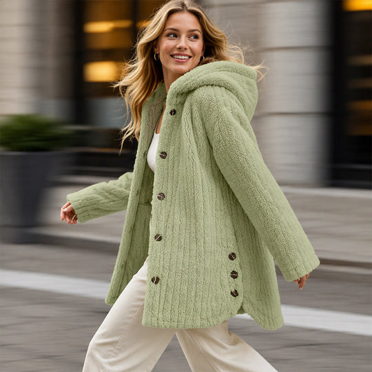 Veste à capuche en peluche coupe ample pour femme