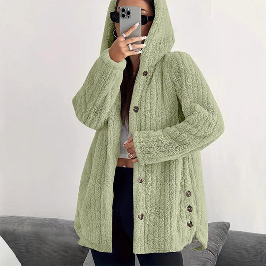 Veste à capuche en peluche coupe ample pour femme