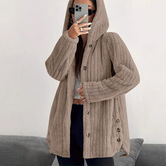 Veste à capuche en peluche coupe ample pour femme