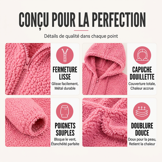 Veste polaire à capuche et à fermeture éclair pour femme