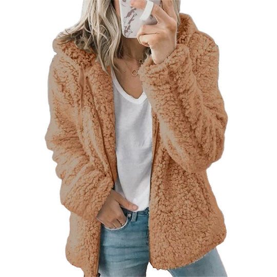 Veste polaire à capuche et à fermeture éclair pour femme