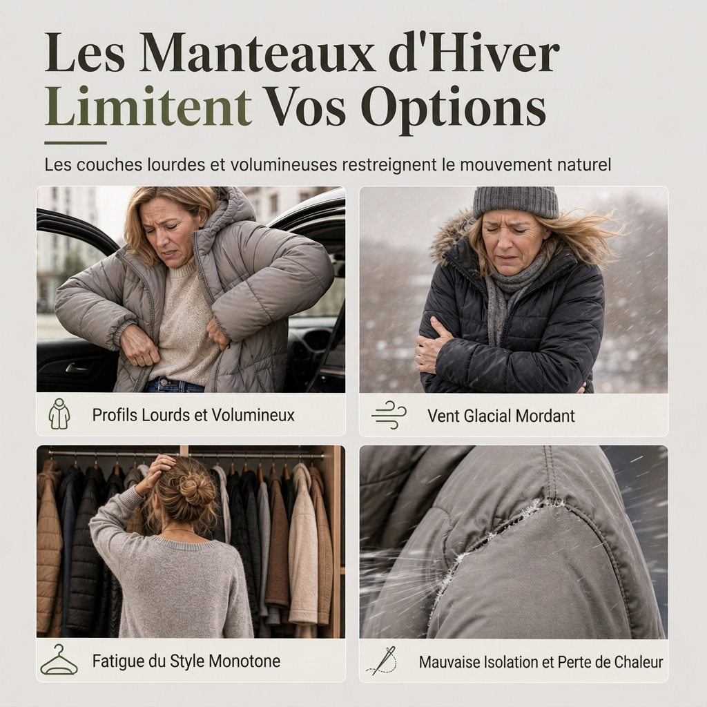 Manteau matelassé à capuche réversible et coupe ajustée