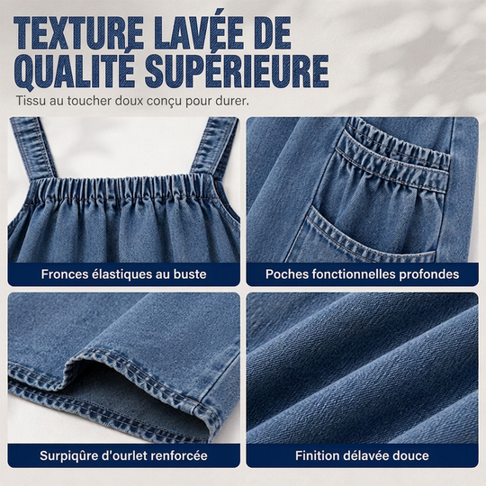 Robe longue oversize en jean décontractée à bretelles pour femme
