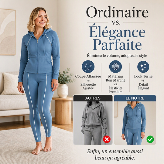 Ensemble de survêtement à capuche zippé et pantalon de sport pour femme