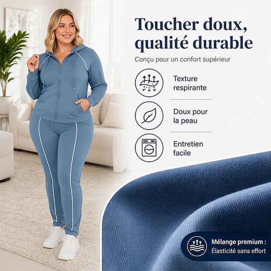 Ensemble de survêtement à capuche zippé et pantalon de sport pour femme