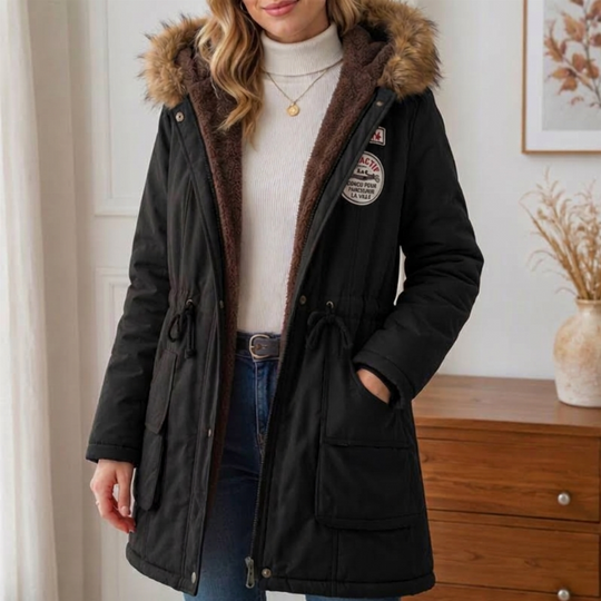Parka à capuche doublée chaude pour femme
