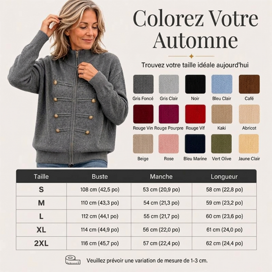 Veste en maille décontractée à double fermeture éclair pour femme