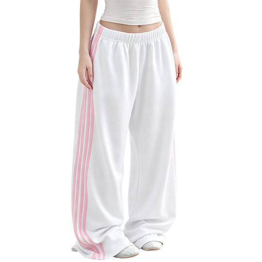 Pantalon de survêtement femme taille large avec bandes latérales