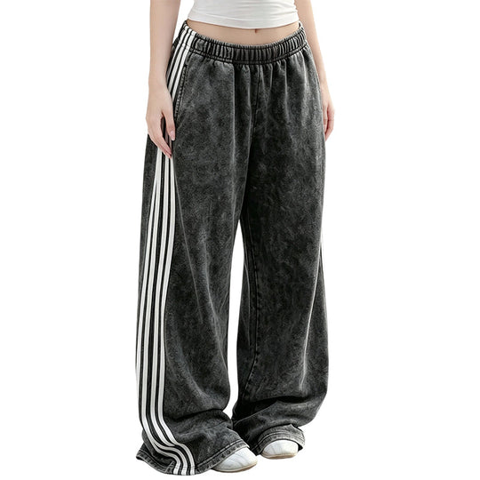Pantalon de survêtement femme taille large avec bandes latérales