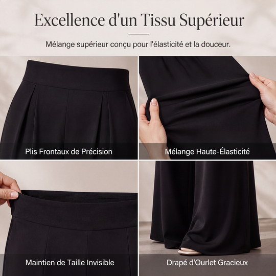 Pantalon fluide taille haute à jambes larges pour femme