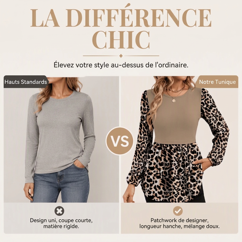 Haut à manches longues à imprimé léopard pour femme