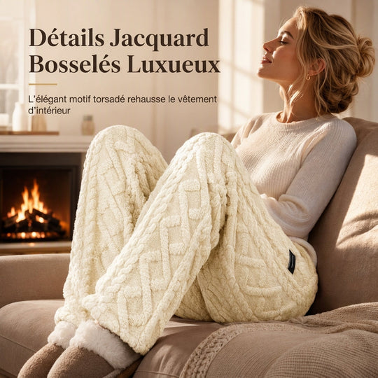 Pantalons de détente décontractés pour femme doublés de flanelle chaude