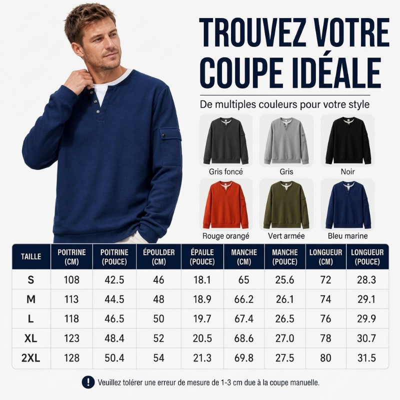 Haut Henley factice deux pièces en maille gaufrée pour homme