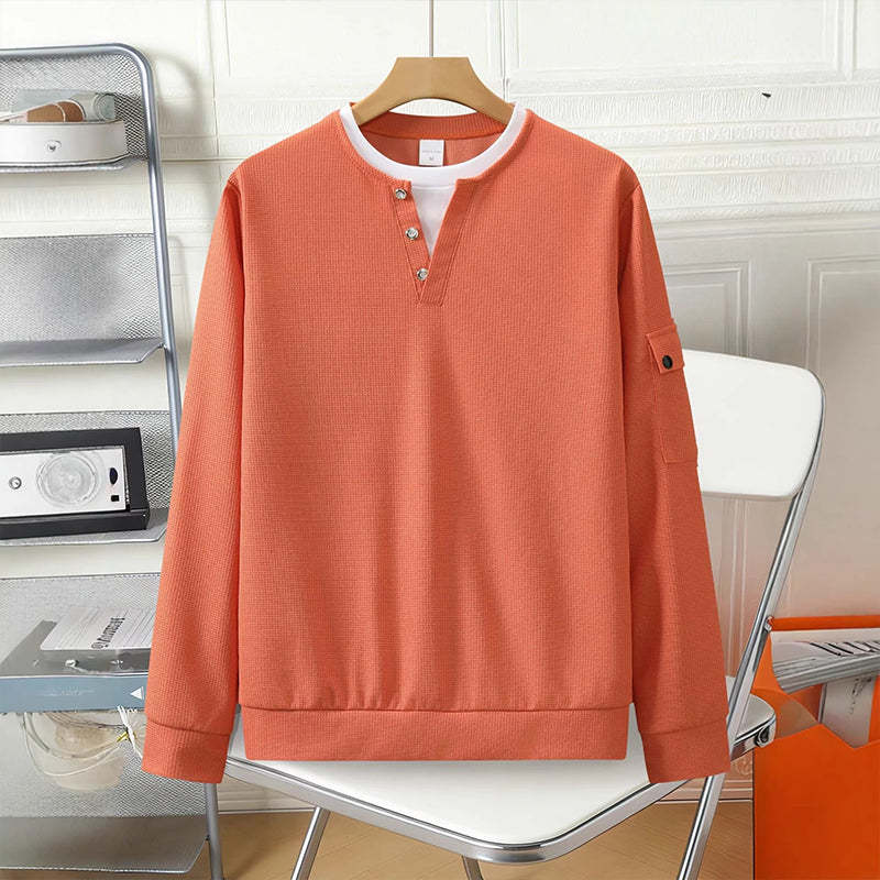 Haut Henley factice deux pièces en maille gaufrée pour homme