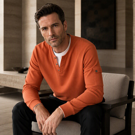 Haut Henley factice deux pièces en maille gaufrée pour homme