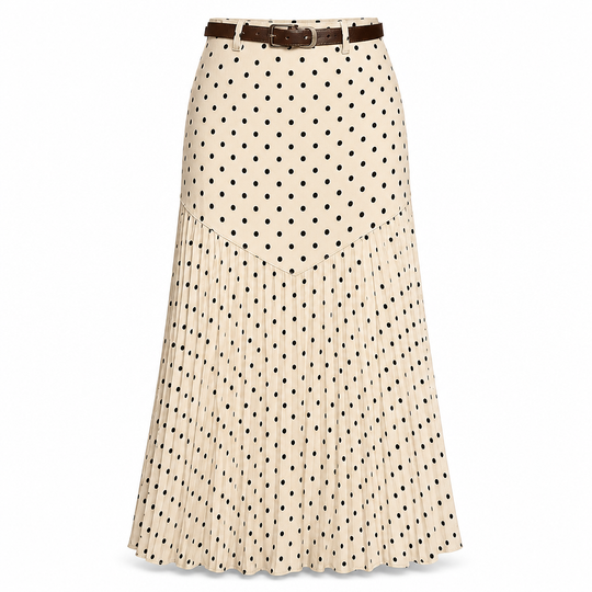 Jupe plissée à pois taille haute pour femme – Style rétro chic, confort et féminité
