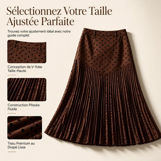Jupe plissée à pois taille haute pour femme – Style rétro chic, confort et féminité