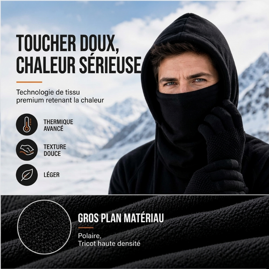 Ensemble cagoule avec gants tactiles et chaussettes
