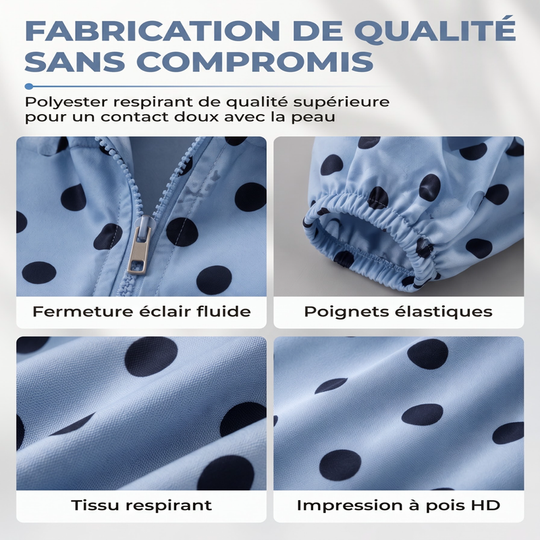 Veste décontractée à pois avec fermeture éclair pour femme