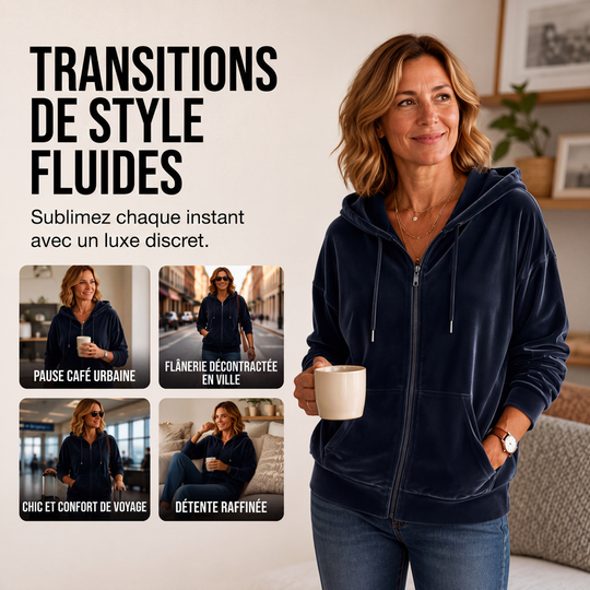 Veste décontractée à capuche en velours pour femme