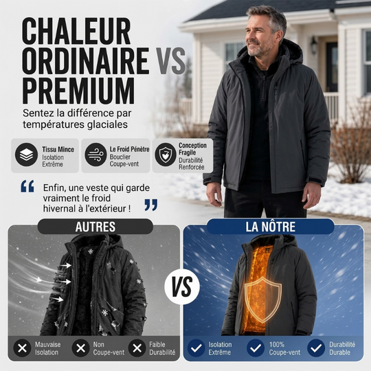 Veste à capuche imperméable doublée de polaire pour homme