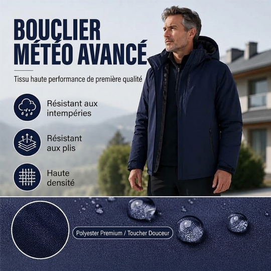 Veste à capuche imperméable doublée de polaire pour homme