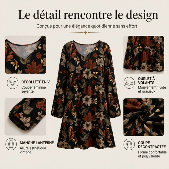 Robe élégante pour femme à imprimé feuille d'érable
