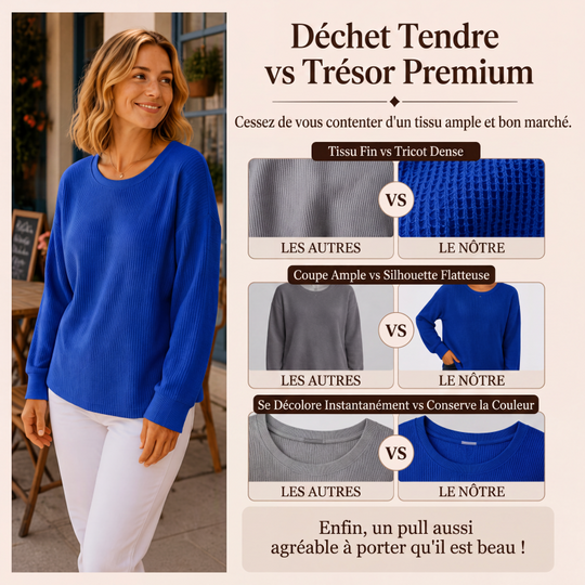 Sweat-shirt ample pour femme en maille gaufre