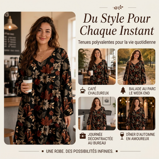 Robe élégante pour femme à imprimé feuille d'érable