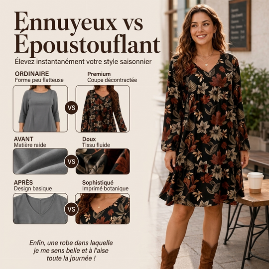 Robe élégante pour femme à imprimé feuille d'érable