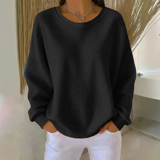 Sweat-shirt ample pour femme en maille gaufre
