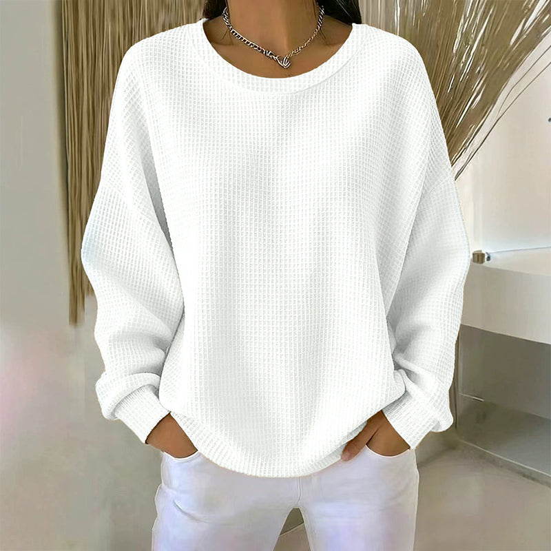 Sweat-shirt ample pour femme en maille gaufre