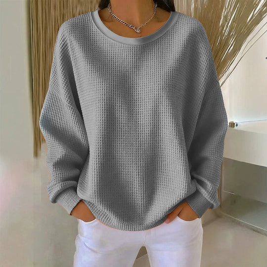 Sweat-shirt ample pour femme en maille gaufre