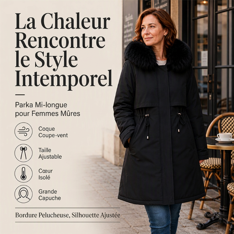Veste d'hiver mi-longue chaude pour femme