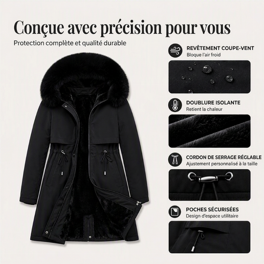 Veste d'hiver mi-longue chaude pour femme