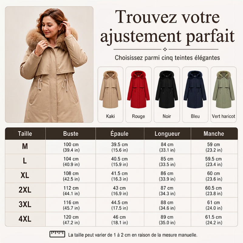 Veste d'hiver mi-longue chaude pour femme