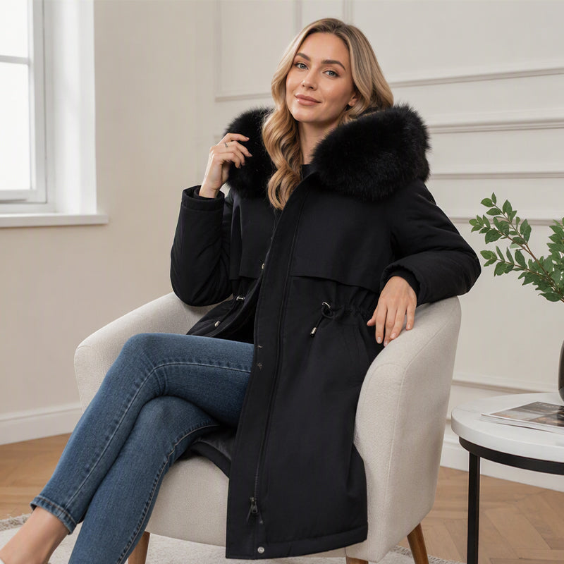 Veste d'hiver mi-longue chaude pour femme