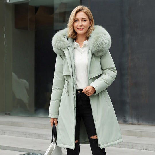 Veste d'hiver mi-longue chaude pour femme
