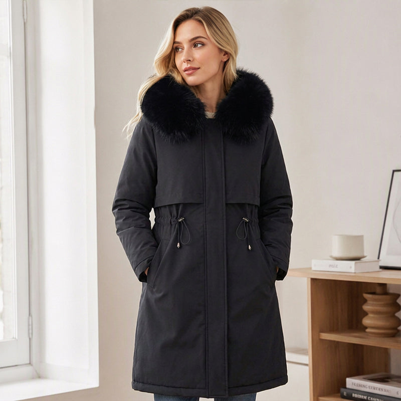 Veste d'hiver mi-longue chaude pour femme