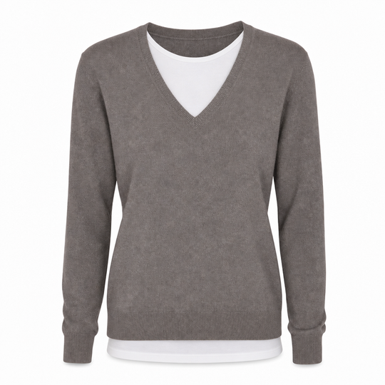 Haut en maille faux deux-pièces à col V pour femme