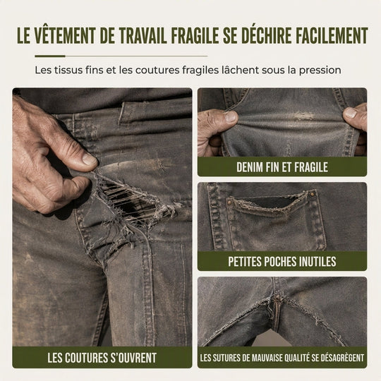 Salopettes en jean de coton épais pour homme, coupe décontractée, jambes droites, avec multiples poches utilitaires