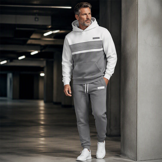 Ensemble sweat à capuche et pantalon décontracté à blocs de couleurs pour homme