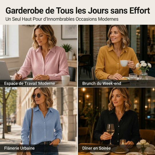 Chemise classique à manches longues et boutons pour femme