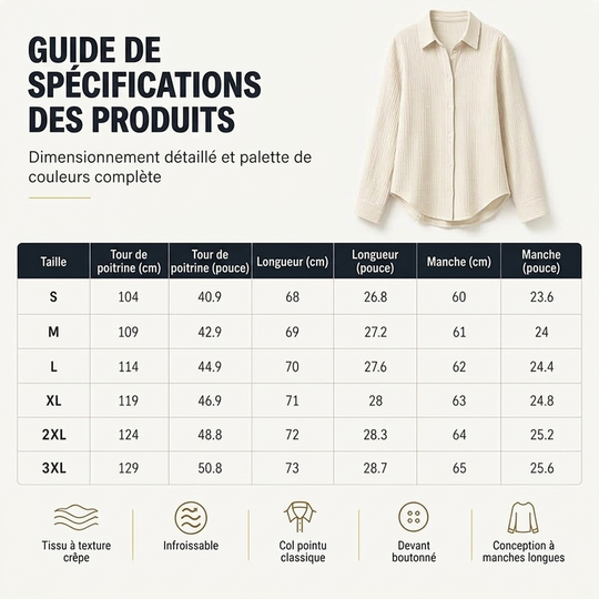Chemise classique à manches longues et boutons pour femme