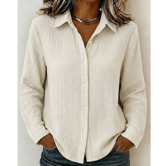 Chemise classique à manches longues et boutons pour femme