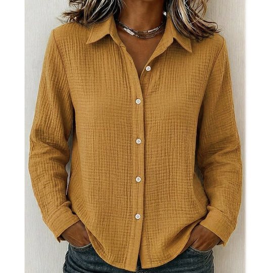 Chemise classique à manches longues et boutons pour femme