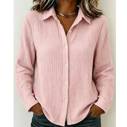 Chemise classique à manches longues et boutons pour femme